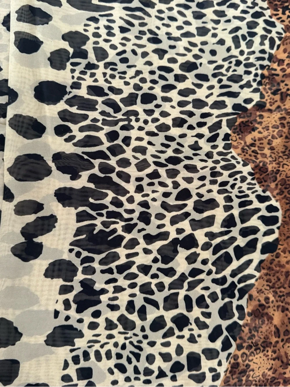 Leopard Print Lightweight Scarf - Black, Cream & Brown